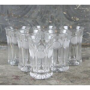 6 Piece Set of Clear Fostoria Coin Glasses Iced Tea Drinkware, MINT condition